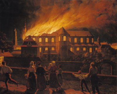 Fire at Cambrai Cathedral, 9th September 1859 by Abel Berger